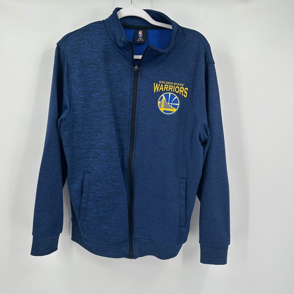 NBA Golden State Warriors Mens Blue Heathered Full Zip Jacket Size M Dub Nation
